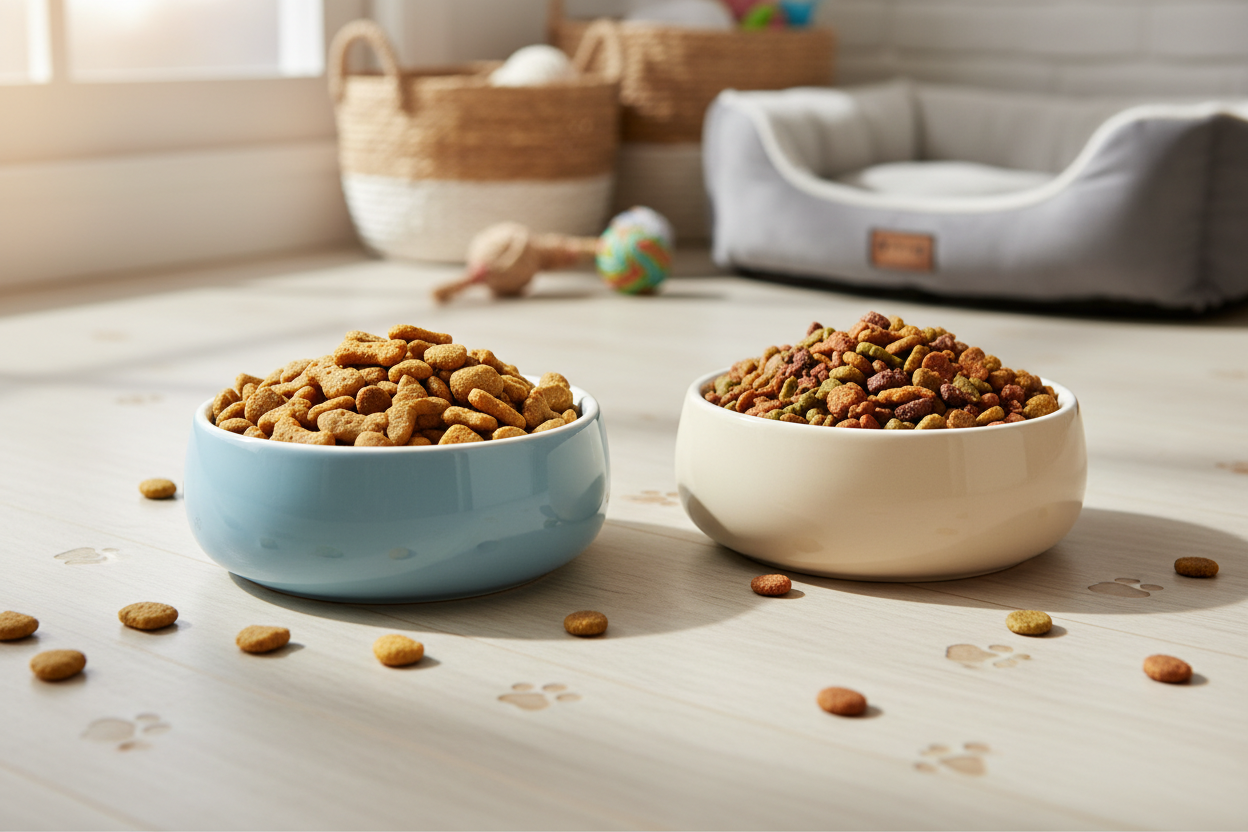 Cat biscuits in bowls