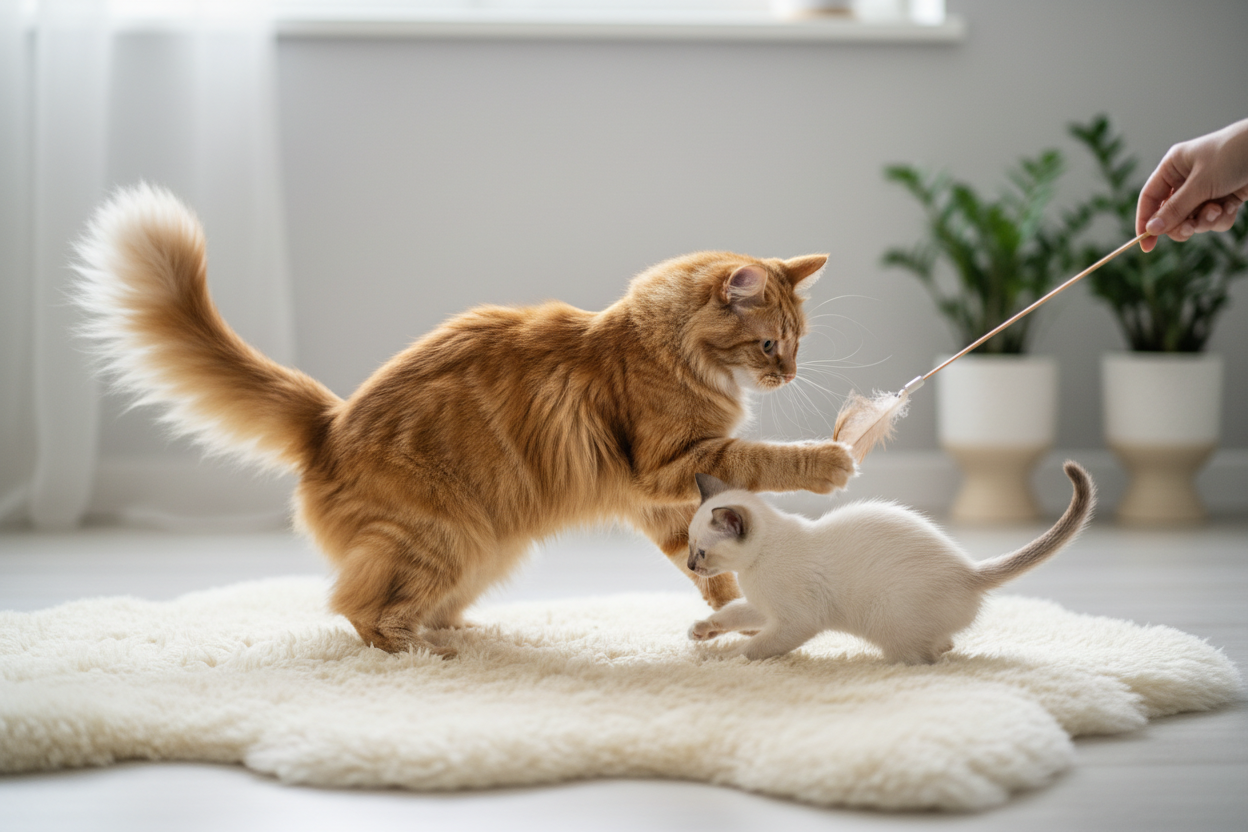 Fabulous cat and kitten - minimal background